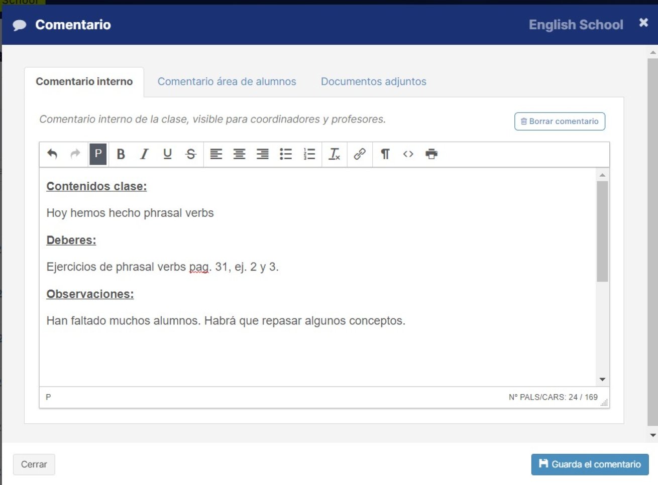 Múltiples funcionalidades de gestión para los profesores