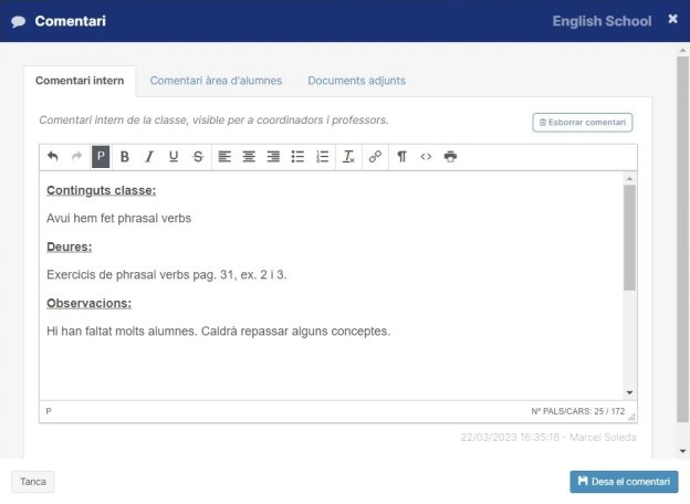 Múltiples funcionalitats de gestió per als professors